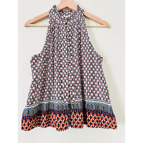 Anthropologie Women's Blouse Top Shirt Maeve Prema Flora Small Button High Neck - Picture 5 of 6